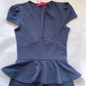 Midi Peplum dress in Navy